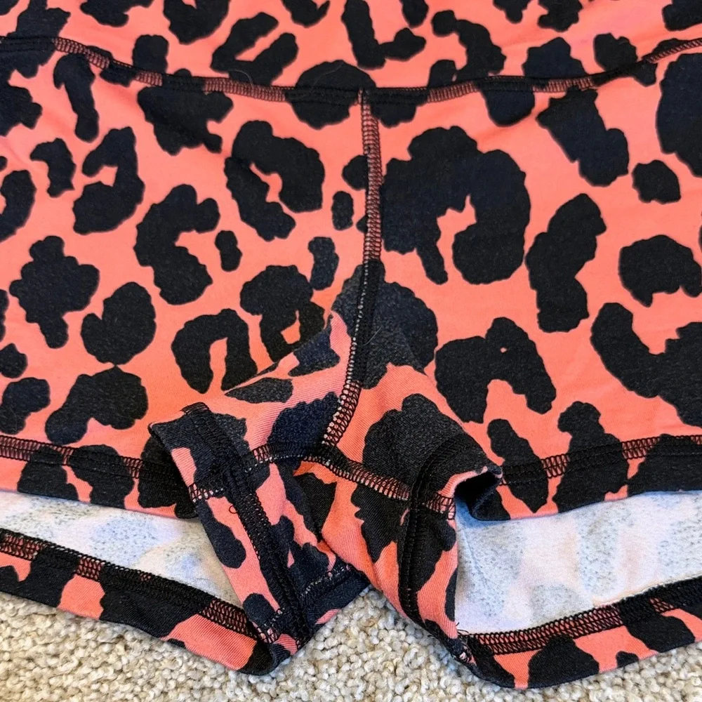 Fleo Red and Black Leopard Print Athletic Shorts - Picture 2 of 4